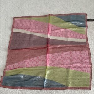 Coach Silk Metallic Multi Colored Scarf
